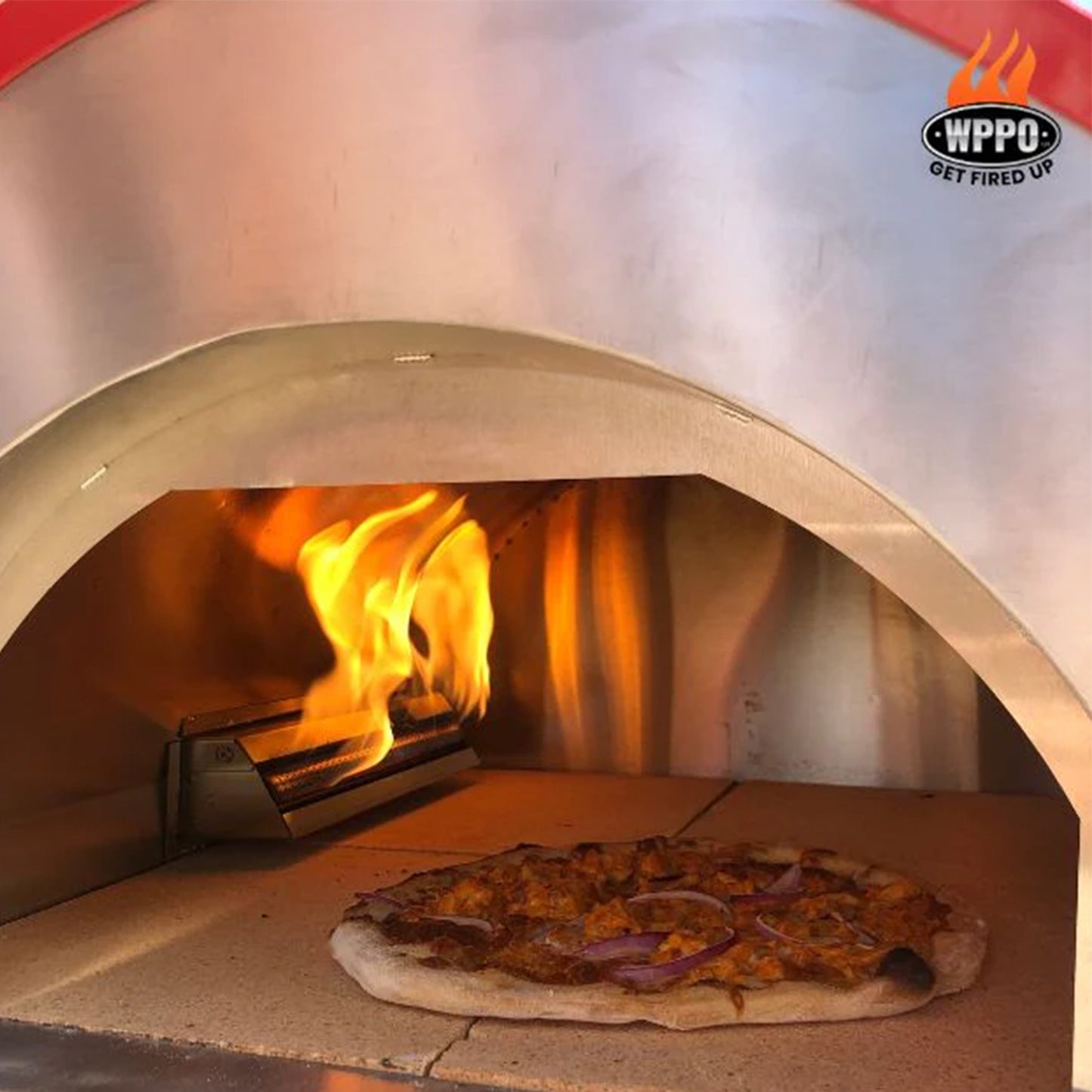 WPPO, LLC Traditional 25-Inch Dual Fueled Pizza Oven With Gas Attachment - Wood and Gas Powered