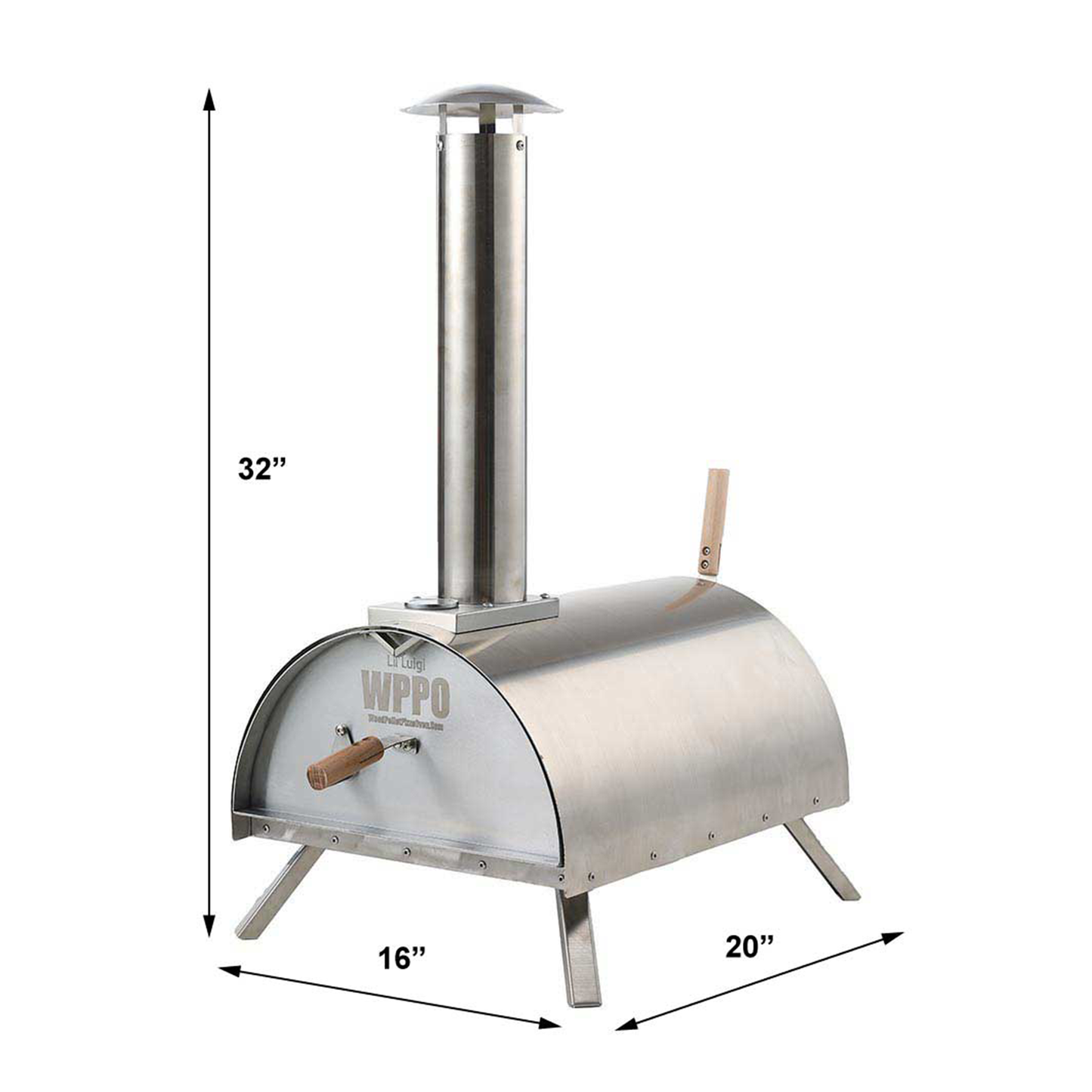 WPPO Lil Luigi Stainless Steel Portable Wood Fired Pizza Oven (with Accessories)