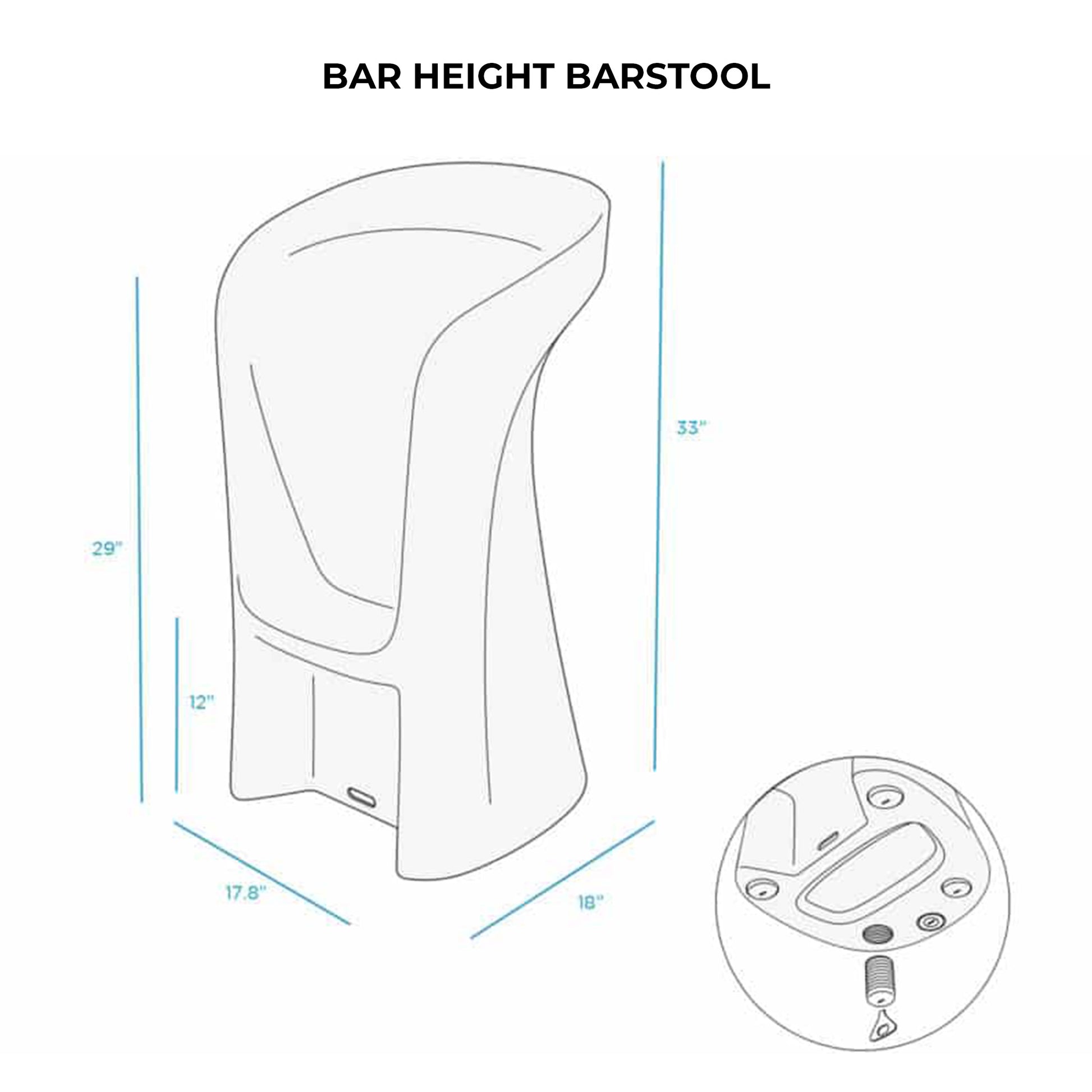 Ledge Lounger Signature Barstool - bar height dimensions