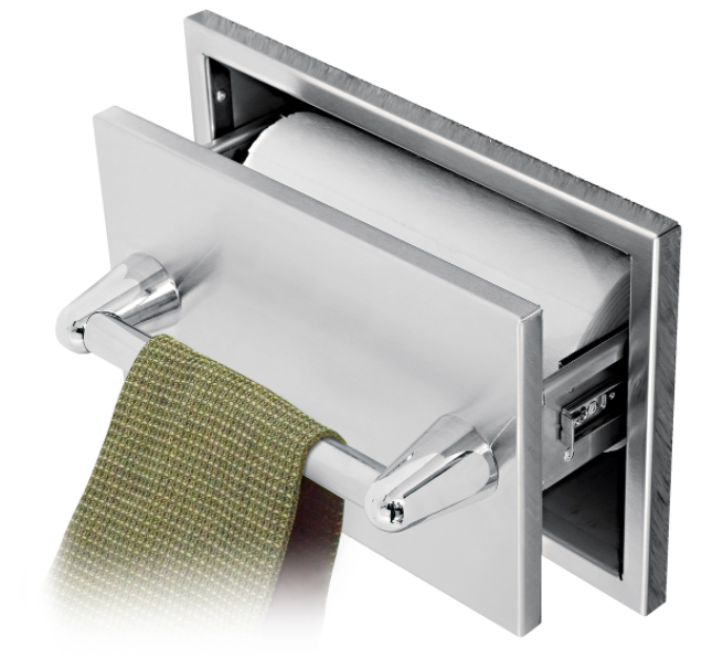 Twin Eagles 15-Inch Paper Towel Holder w/ Towel Bar and Compartment