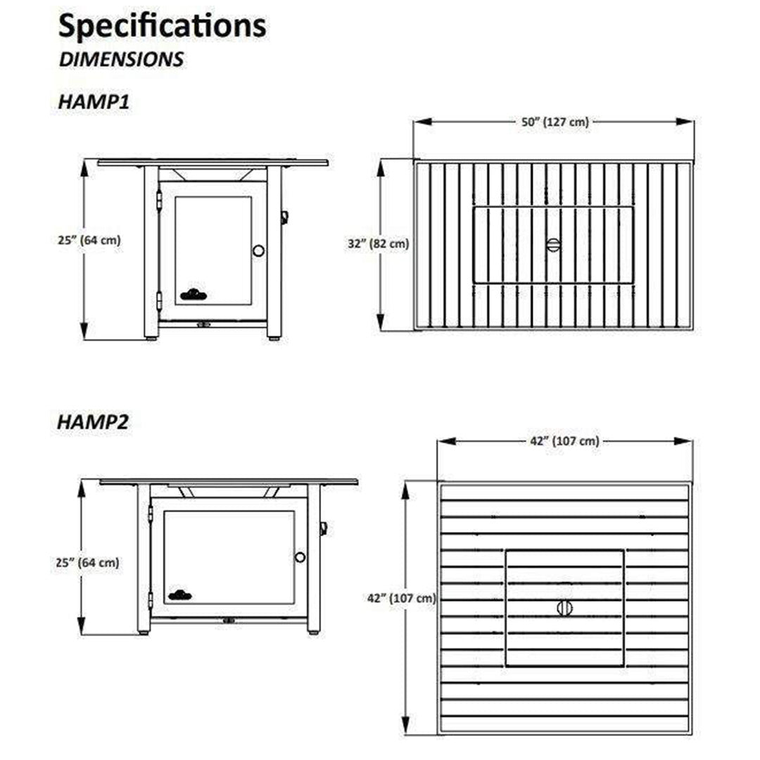 Napoleon Hamptons Rectangular PatioFlame® Table