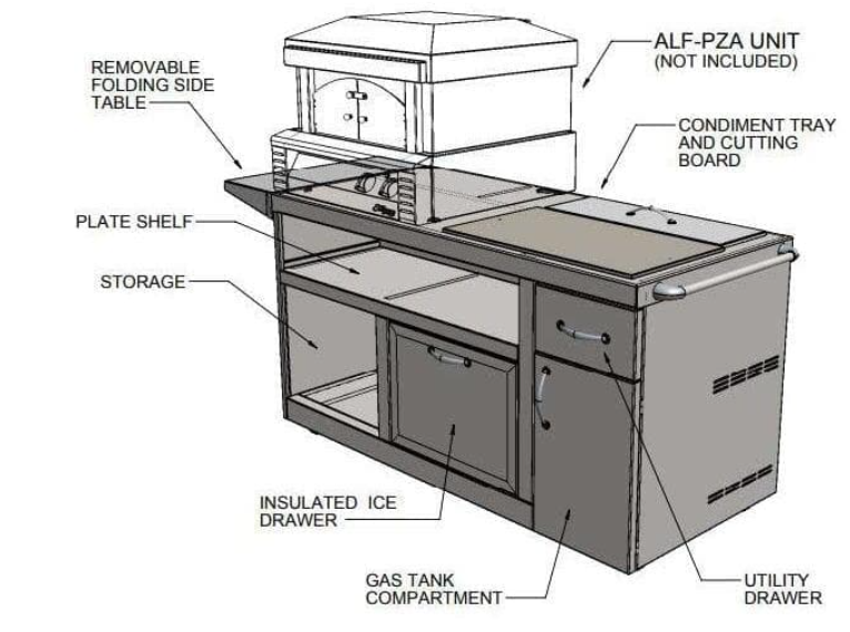 Alfresco Grills 30-Inch Deluxe Pizza Oven Prep Cart