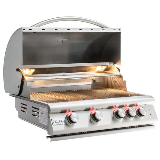 Blaze Premium LTE 32-Inch 4 Burner Built-In Grill w/ Rear Burner & Grill Lights