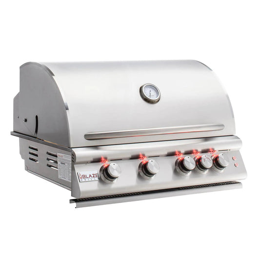Blaze Premium LTE 32-Inch 4 Burner Built-In Grill w/ Rear Burner & Grill Lights