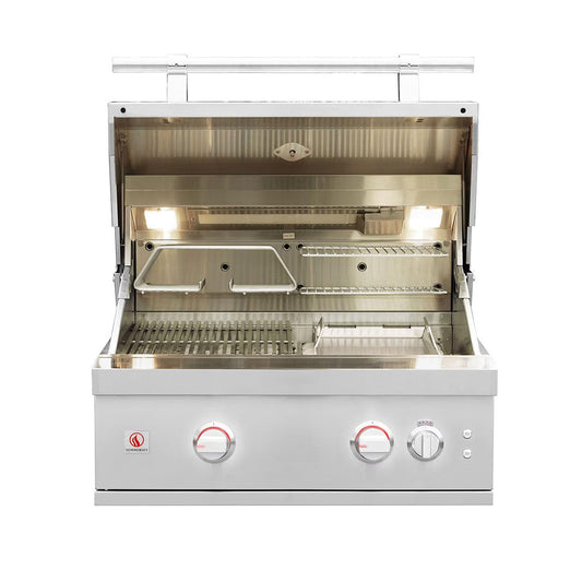 Summerset Quest 30-Inch 2 Burner Built-In Gas Grill w/ Rear Infrared Burner, Rotisserie Kit & Drop-In Griddle Plate