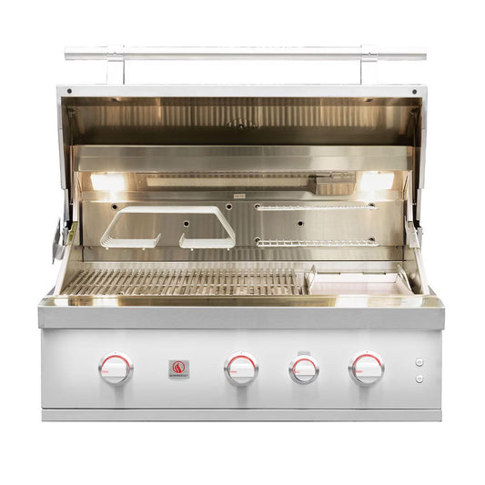 Summerset Quest 36-Inch 3 Burner Built-In Gas Grill with Rear Infrared Burner, Rotisserie Kit & Drop-In Griddle Plate