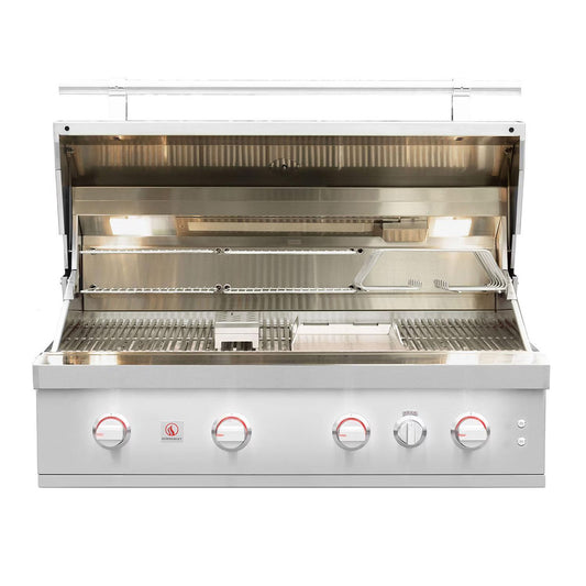 Summerset Quest 42-in 3-Burner Built-In Natural Gas Grill w/ Rear Infrared Burner, Rotisserie Kit, & Drop-In Griddle Plate