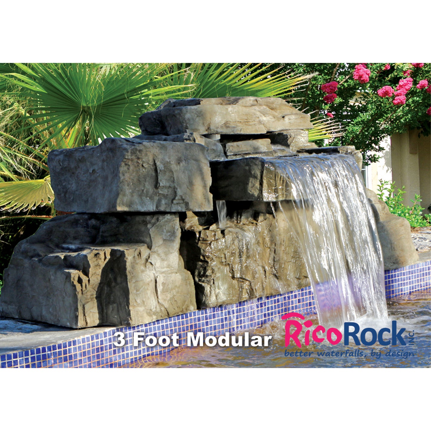Rico Rock® 3 Foot Modular Swimming Pool Waterfall Kit
