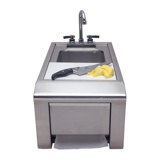 Alfresco 14-Inch Prep and Hand Wash Sink With Towel Dispenser