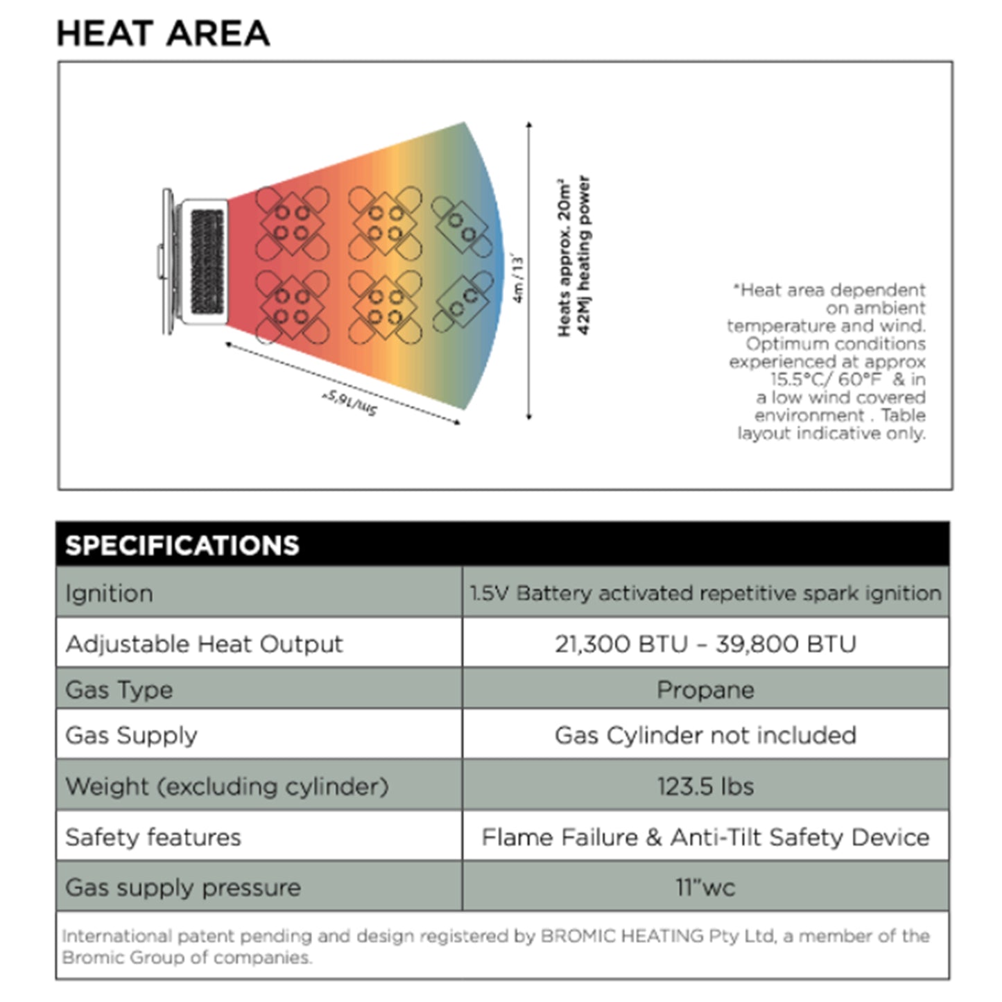 Bromic Heating Tungsten Smart-Heat Gas Freestanding Portable Heater