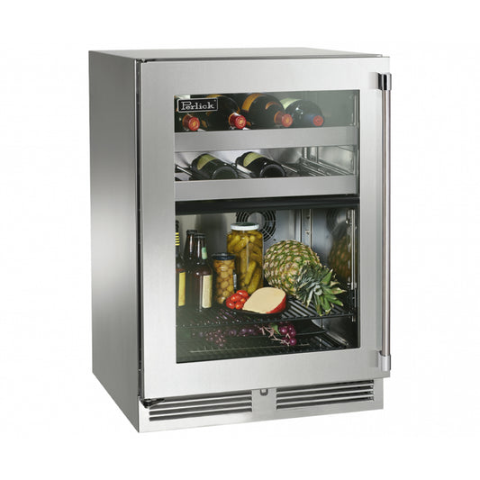 Perlick 24-Inch Signature Series Outdoor Dual Zone Refrigerator/Wine Reserve (Glass Door)