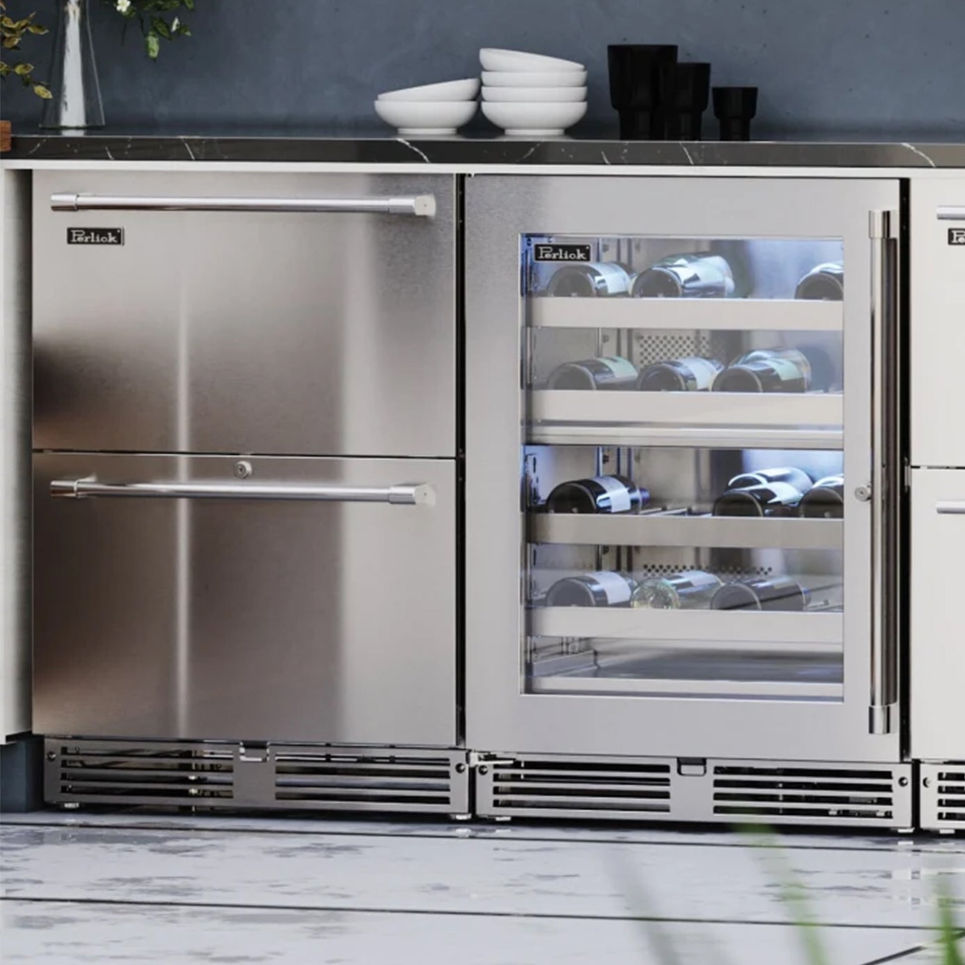 Perlick 24 Signature Series Indoor Dual-Zone Freezer/Refrigerator Drawers Stainless Steel