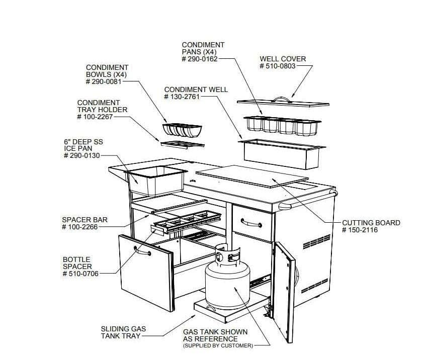 Alfresco Grills 30-Inch Deluxe Pizza Oven Prep Cart